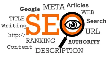 image showing magnifynig glass and key technical SEO terms to denote seo services in hampshire